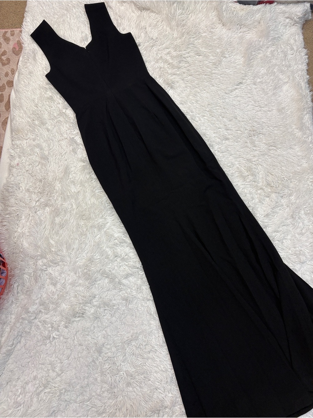 Dress The Population Black Sandra Crepe Plunge V-Neck Sleeveless Side Slit Gown - Picture 4 of 5